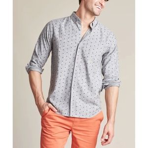 United by Blue Mens Bison Print Button Down Small Hemp Blend